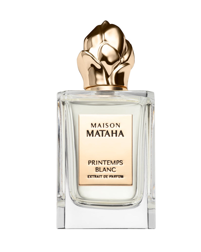 Maison Mataha perfume bottle with gold cap on a white background
