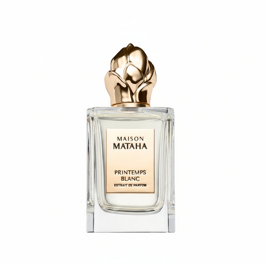 Maison Mataha perfume bottle with gold cap on a white background
